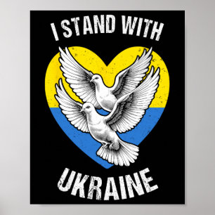 Ik sta met Oekraine Oekraïense vlag Hart Duiven Vr Poster