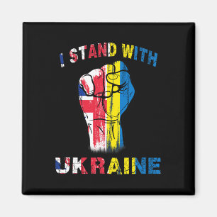 Ik sta met Oekraïne Verenigd Koninkrijk Uk Vlag Magneet