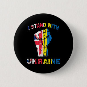 Ik Sta Met Oekraïne Verenigd Koninkrijk Uk Vlag Ronde Button 5,7 Cm