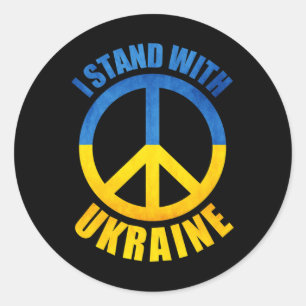 Ik sta met Oekraïne Vredes Symbool  Ronde Sticker