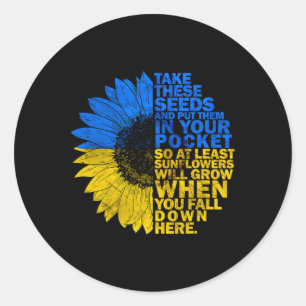 Ik Sta Met Oekraïne Zonnebloem Oekraïense Vlag Ste Ronde Sticker