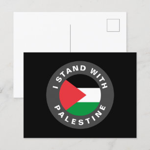 Ik sta met Palestina aangepaste tekst en vlag zwar Briefkaart