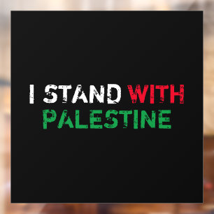 Ik sta met Palestina witte rode groene typografie Raamsticker