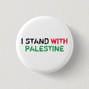 Ik sta met Palestina zwart rood groen typografie Ronde Button 3,2 Cm