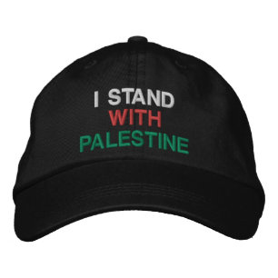 Ik sta met Palestine wit rood groen zwart tekst Geborduurde Pet