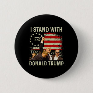 Ik sta met Trump Grappige Trump 2024 Ronde Button 5,7 Cm
