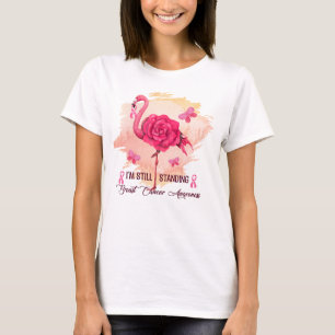 Ik sta nog steeds, flamingo borstkanker t-shirt
