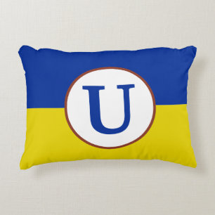 Ik sta op het blauwe gele vlagmonogram van Oekraïn Accent Kussen