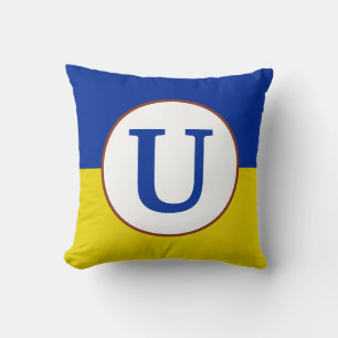 Ik sta op het blauwe gele vlagmonogram van Oekraïn Kussen