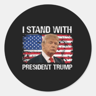 Ik sta op President Trump American Flag Trump 2024 Ronde Sticker