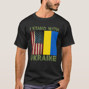 Ik sta voor Oekraïne Camouflage Amerikaans Oekraïe T-shirt