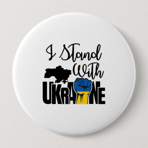 Ik sta voor Oekraïne Solidariteit Kaart Oekraï Ronde Button 4,0 Cm