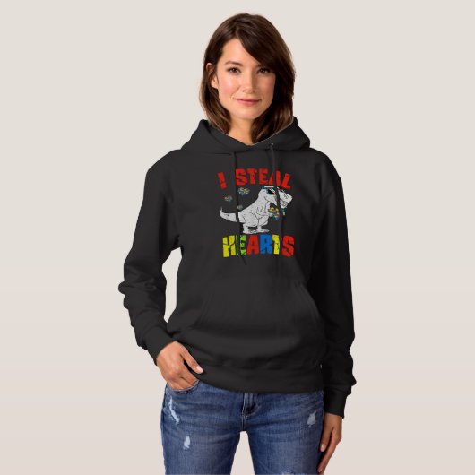 Ik Steal Hearts Dinosaur Autism Awareness Toddler Hoodie (Voorkant volledig)