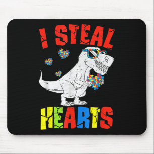 Ik Steal Hearts Dinosaur Autism Awareness Toddler Muismat