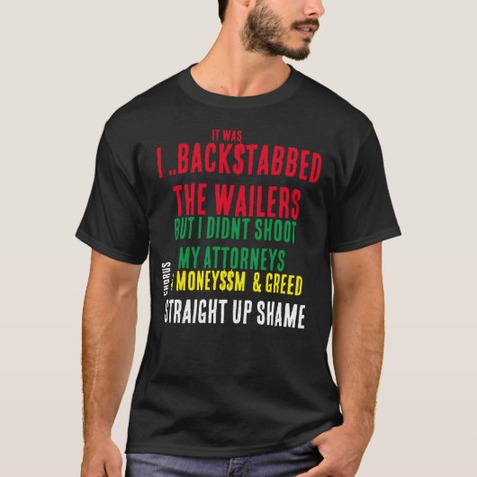 Ik steek je in de rug .. Basic donkere T-shirt (Voorkant)