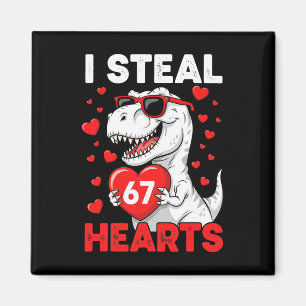 Ik steel 67 harten Grappige 67 Valentijn Dinosauru Magneet