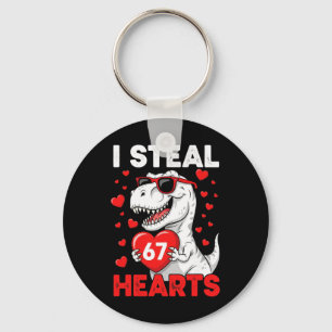 Ik steel 67 harten Grappige 67 Valentijnsdag Dinos Sleutelhanger