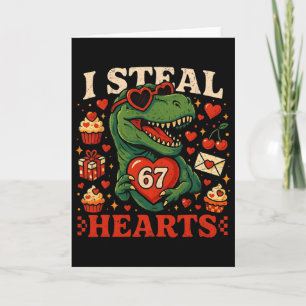 Ik steel harten 67 Funny Valentine T-rex Dinosaur  Kaart