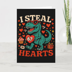Ik steel harten 67 Funny Valentine T-rex Dinosaur Kaart