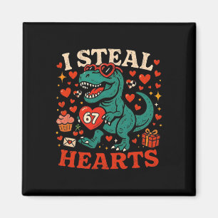 Ik steel harten 67 Funny Valentine T-rex Dinosaur  Magneet
