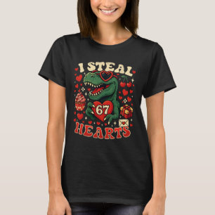 Ik steel harten 67 Funny Valentine T-rex Dinosaur  T-shirt