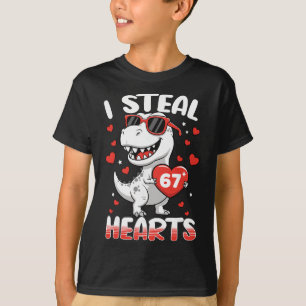 Ik steel harten 67 Meme Grappige Dinosaur Valentin T-shirt