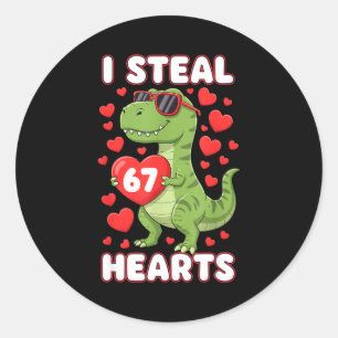 Ik steel harten 67 Trex Kids Valentijnskaart Meme Ronde Sticker