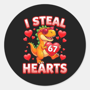 Ik steel harten 67 Trex Kids Valentijnskaarten Mem Ronde Sticker