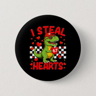 Ik steel harten 67 Valentijnsdag 67 Dinosaur T-rex Ronde Button 5,7 Cm