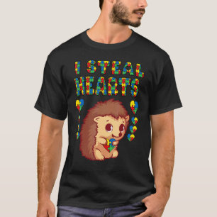Ik steel harten Autisme Bewustzijn Egel Puzzel Pi T-shirt