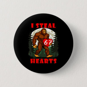 Ik steel harten Bigfoot Grappig Wild Dier Liefde 6 Ronde Button 5,7 Cm
