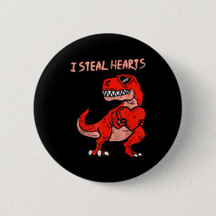 Ik steel harten Dinosaur Trex Dino Liefde Valentij Ronde Button 5,7 Cm