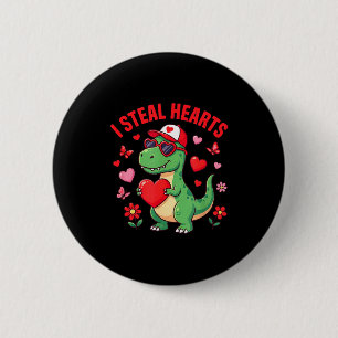 Ik steel harten Dinosaur Trex Dino Liefde Valentij Ronde Button 5,7 Cm