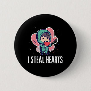 Ik steel harten Grappige Valentijnsdag Kind steelt Ronde Button 5,7 Cm