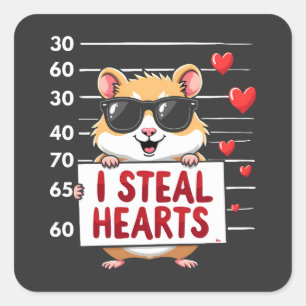 Ik steel harten hamster minnaar Valentijnsdag Vierkante Sticker
