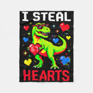 Ik steel harten Pixel Dinosaur Gamer Valentijn Fleece Deken