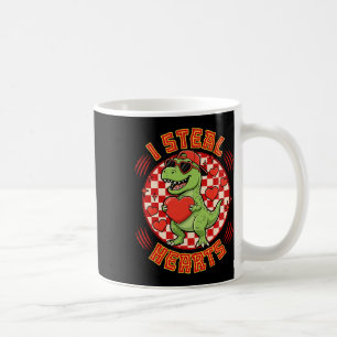 Ik steel harten Retro geruite Valentijnsdag dinosa Koffiemok