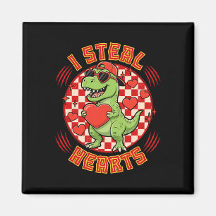 Ik steel harten Retro geruite Valentijnsdag dinosa Magneet