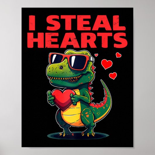 Ik steel harten T-rex Schattige Valentijnsdag Vale Poster (Voorkant)