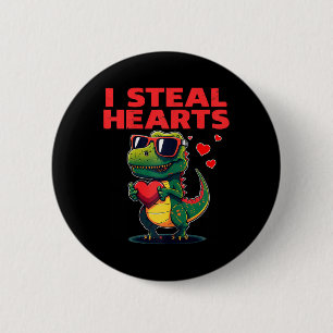Ik steel harten T-rex Schattige Valentijnsdag Vale Ronde Button 5,7 Cm
