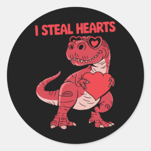 Ik steel harten Trex Dinosaur Gles Valentijnsdag B Ronde Sticker