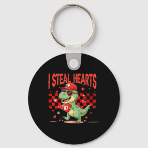 Ik steel harten Valentijn jongens dinosaurus houd Sleutelhanger