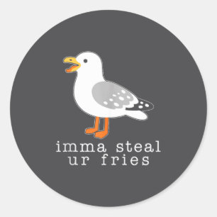 Ik steel je friet meeuw ronde sticker