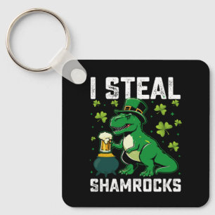 Ik steel klavertjes T Rex dinosaurus St. Patrick's Sleutelhanger