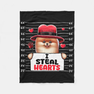 Ik steel schattige harten Valentijnsdag Pomeranian Fleece Deken