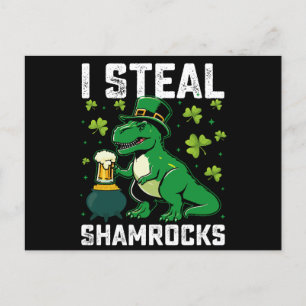 Ik steel Shamrocks T Rex Dinosaurus St Patrick's D Briefkaart
