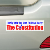 Ik stem alleen voor de Grondwet! Bumpersticker (Op auto)