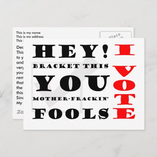 Ik stem! briefkaart (Voorkant / Achterkant)