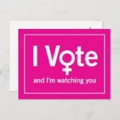 Ik stem Briefkaart - Roze (Voorkant / Achterkant)