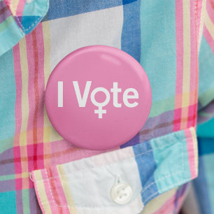 Ik stem Button - White on Pink ()